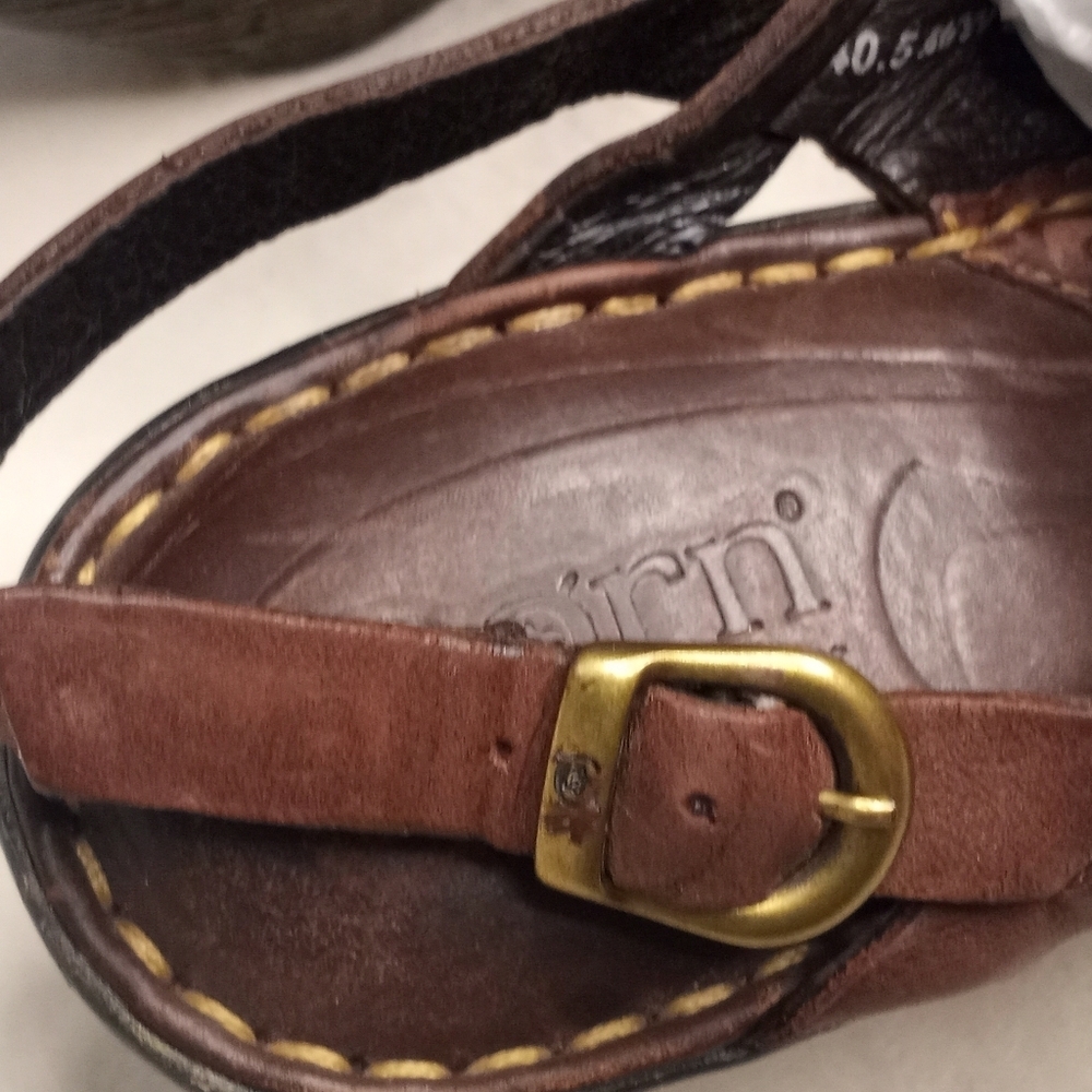 Born Leather Bohemian Woven Strappy Slingback Brown Classic Hippie Wedge Sandals - Picture 4 of 10